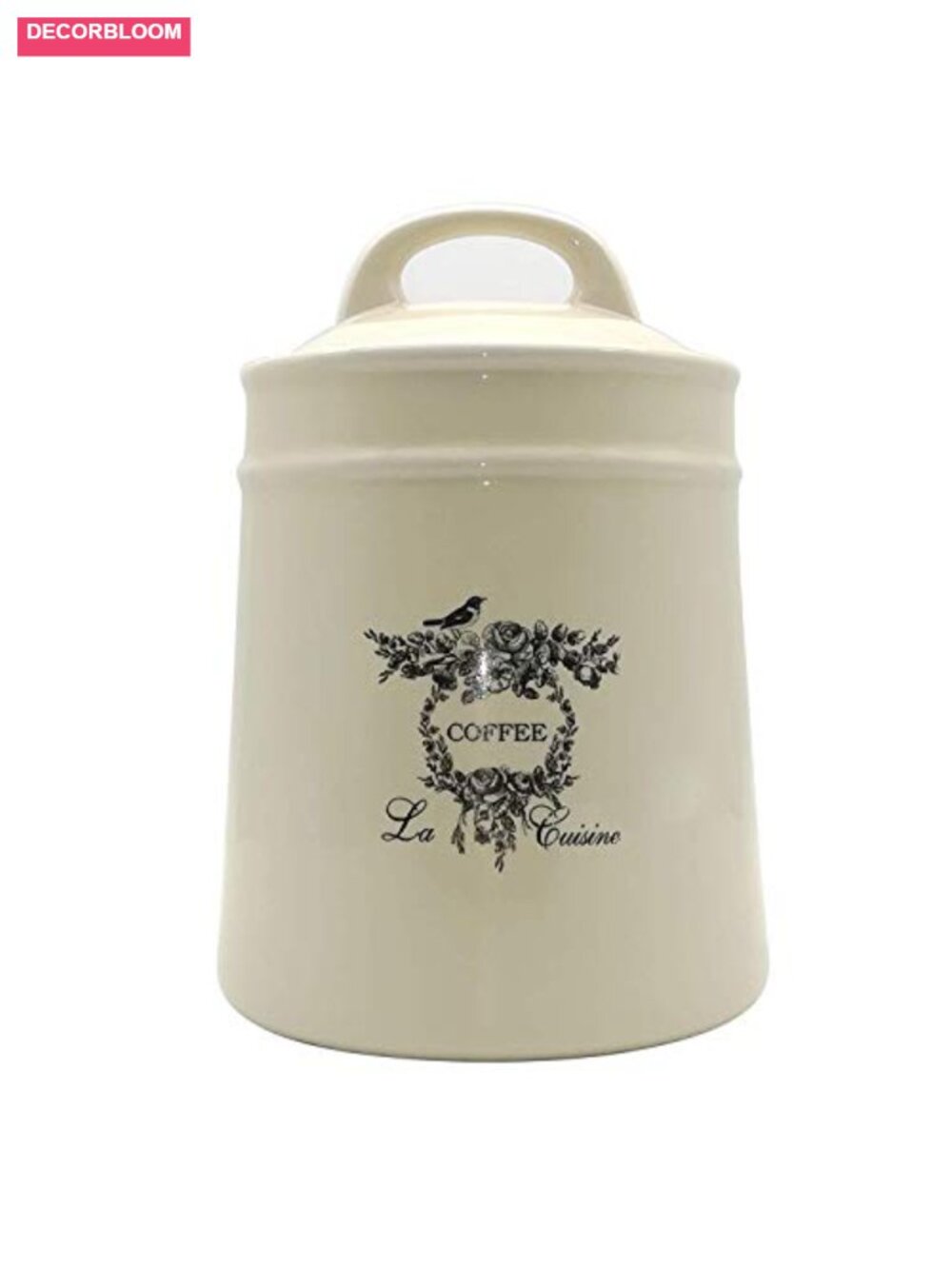 Ceramic Airtight Coffee Canister Jar w/ Handle Lid, Food Storage